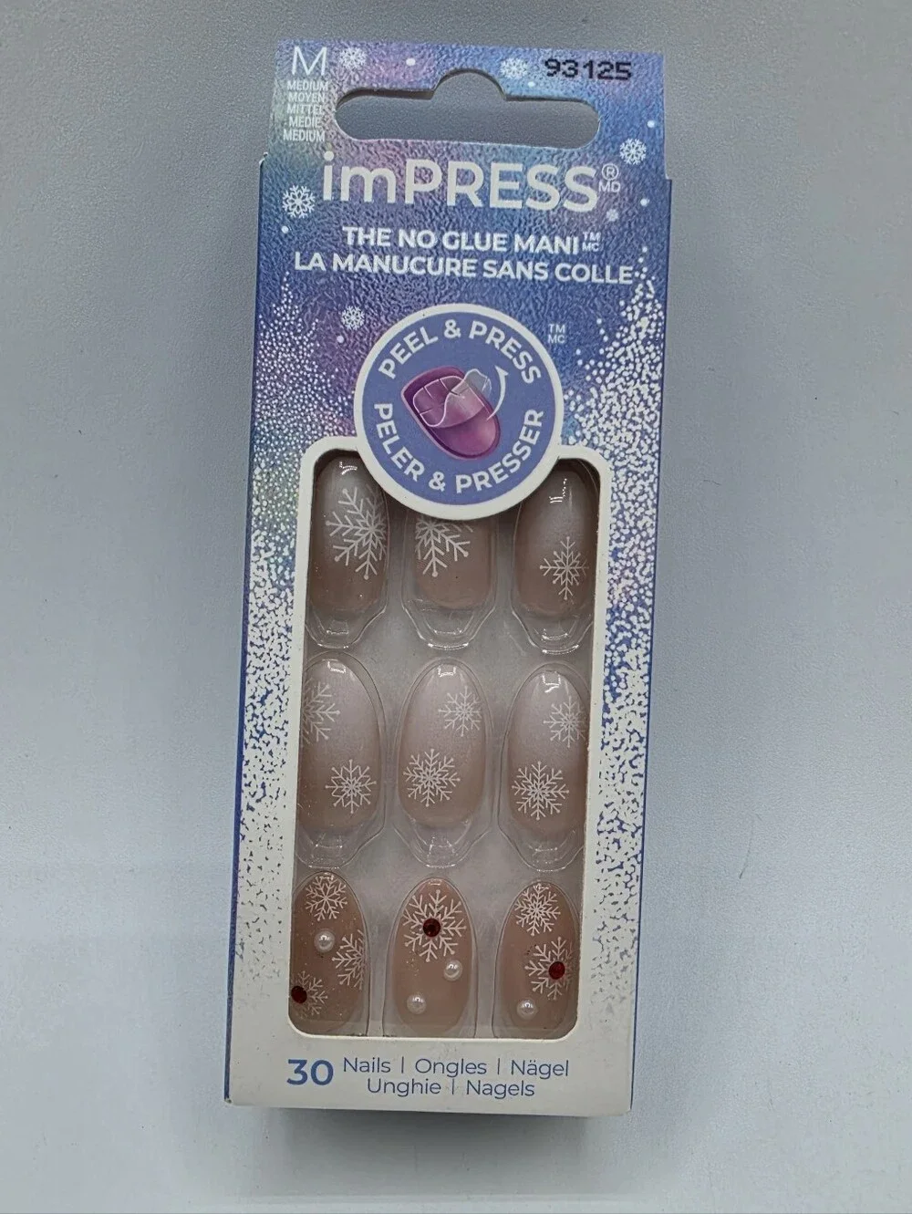 imPRESS Nails Timeless Carols IM23YX Snowflake Jeweled Press On Nails